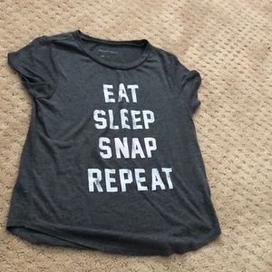 Shirt with white lettering